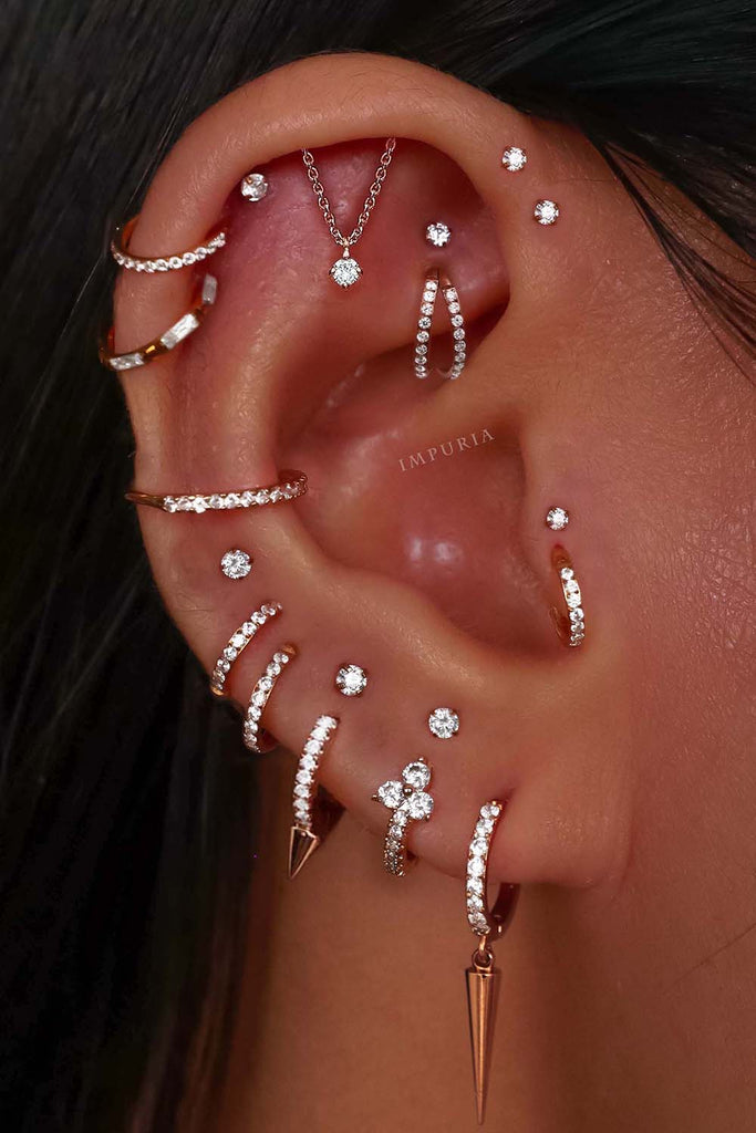 Aesthetic Ear Piercing Ideas for Females with Cartilage Earrings from Impuria Jewelry - www.Impuria.com