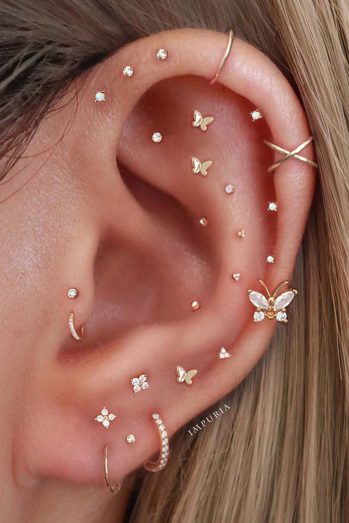 Aesthetic Ear Piercing Ideas for Females with Cartilage Earrings from Impuria Jewelry - www.Impuria.com