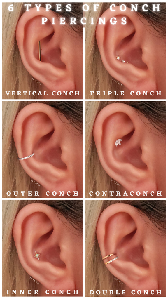 6 Types of Conch Piercings & Earrings - Impuria Ear Piercing Jewelry