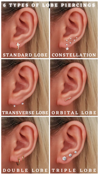 6 Types of Lobe Piercings - Impuria Ear Piercing Jewelry