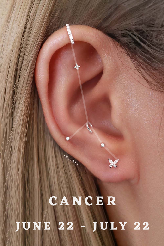 Cancer Zodiac Astrology Constellation Ear Piercing Jewelry Earrings - www.Impuria.com