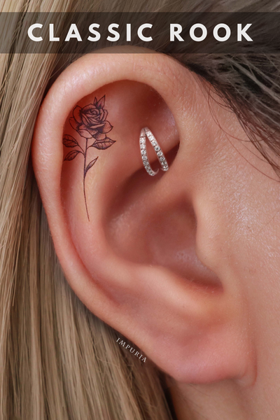 Classic rook piercing with hoop earrings - impuria ear piercing jewelry