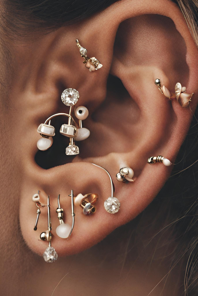 Aesthetic Ear Piercing Ideas for Females with Cartilage Earrings from Impuria Jewelry - www.Impuria.com