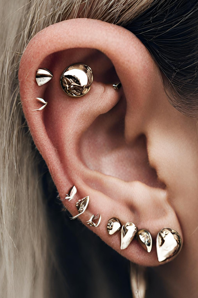 Aesthetic Ear Piercing Ideas for Females with Cartilage Earrings from Impuria Jewelry - www.Impuria.com