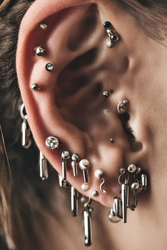 Aesthetic Ear Piercing Ideas for Females with Cartilage Earrings from Impuria Jewelry - www.Impuria.com