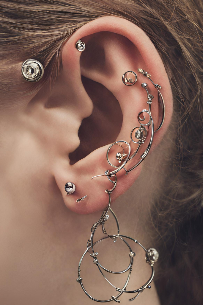 Aesthetic Ear Piercing Ideas for Females with Cartilage Earrings from Impuria Jewelry - www.Impuria.com