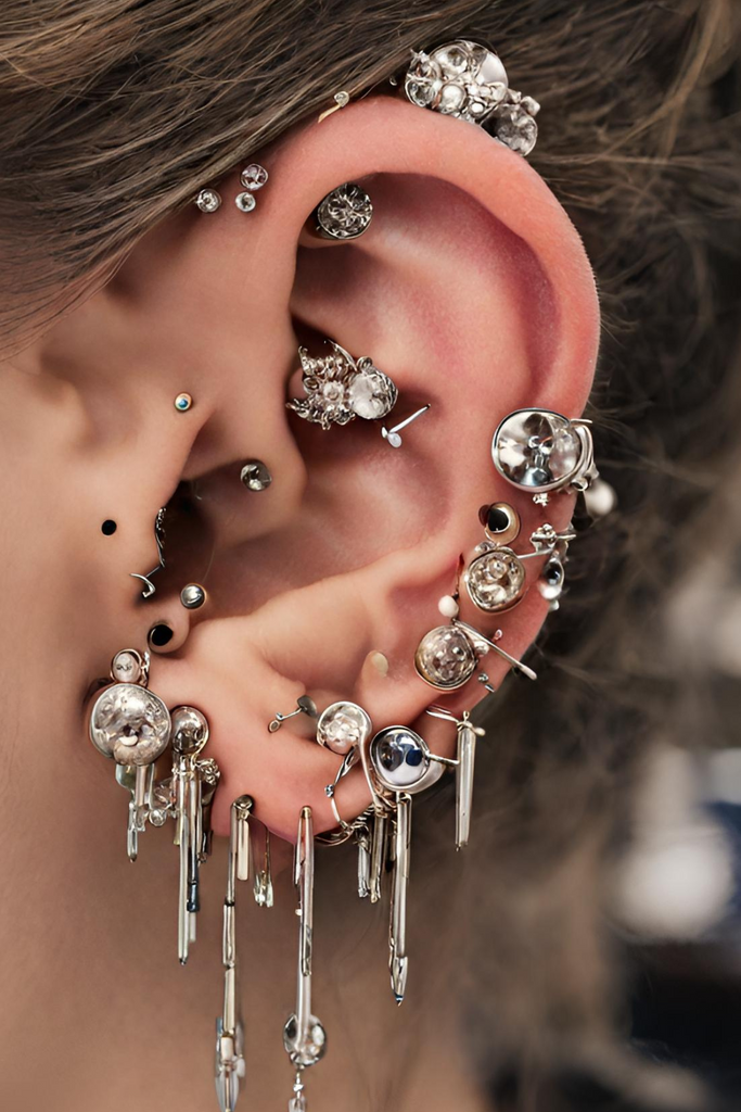 Aesthetic Ear Piercing Ideas for Females with Cartilage Earrings from Impuria Jewelry - www.Impuria.com