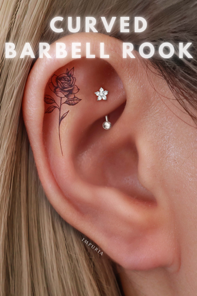 Curved barbell rook earring - impuria ear piercing jewelry