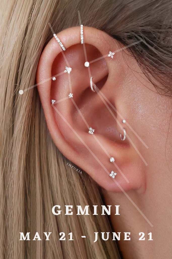 Gemini ZodiacAstrology Constellation Ear Piercing Jewelry Earrings - www.Impuria.com