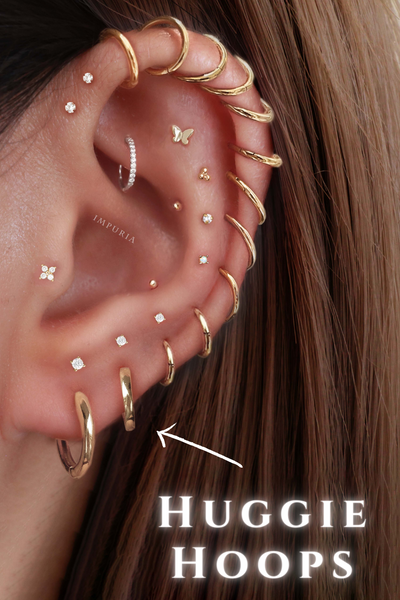 Huggie Hoop Earrings for Lobe Piercing - Impuria Ear Piercing Jewelry
