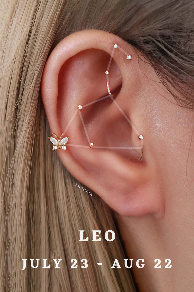 Leo Zodiac Astrology Constellation Ear Piercing Jewelry Earrings - www.Impuria.com