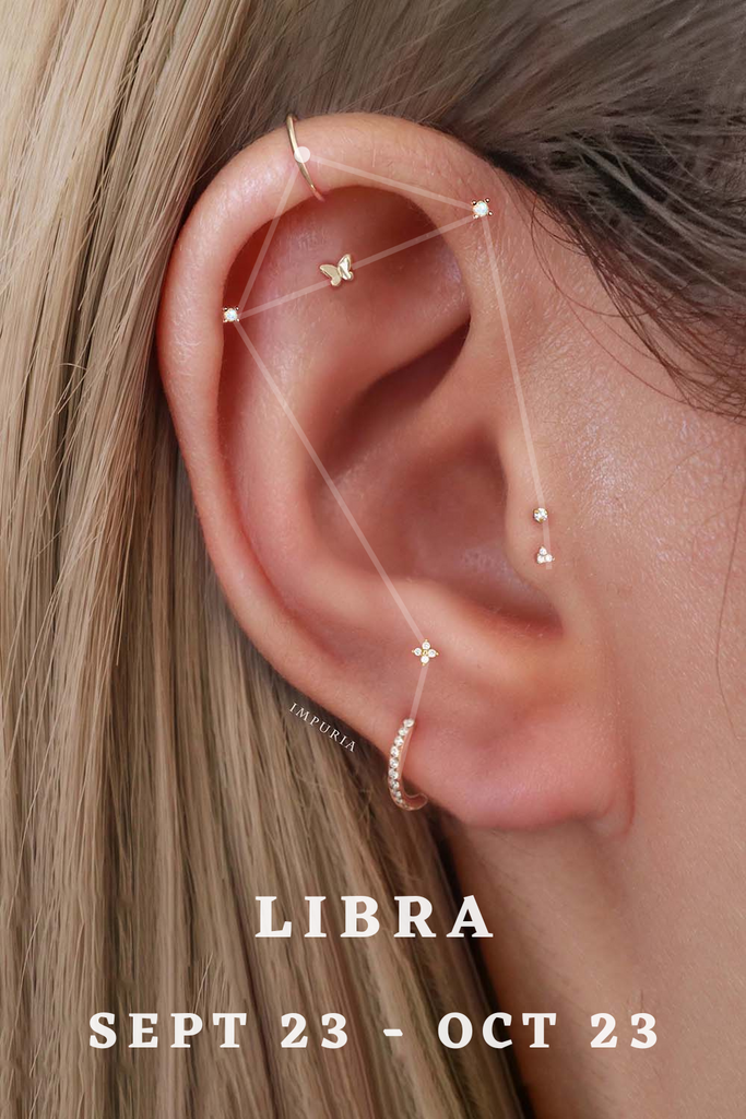 Libra Zodiac Astrology Constellation Ear Piercing Jewelry Earrings - www.Impuria.com