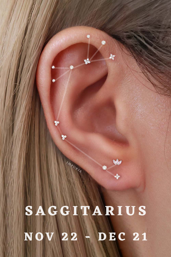 Saggitarius Zodiac Astrology Constellation Ear Piercing Jewelry Earrings - www.Impuria.com