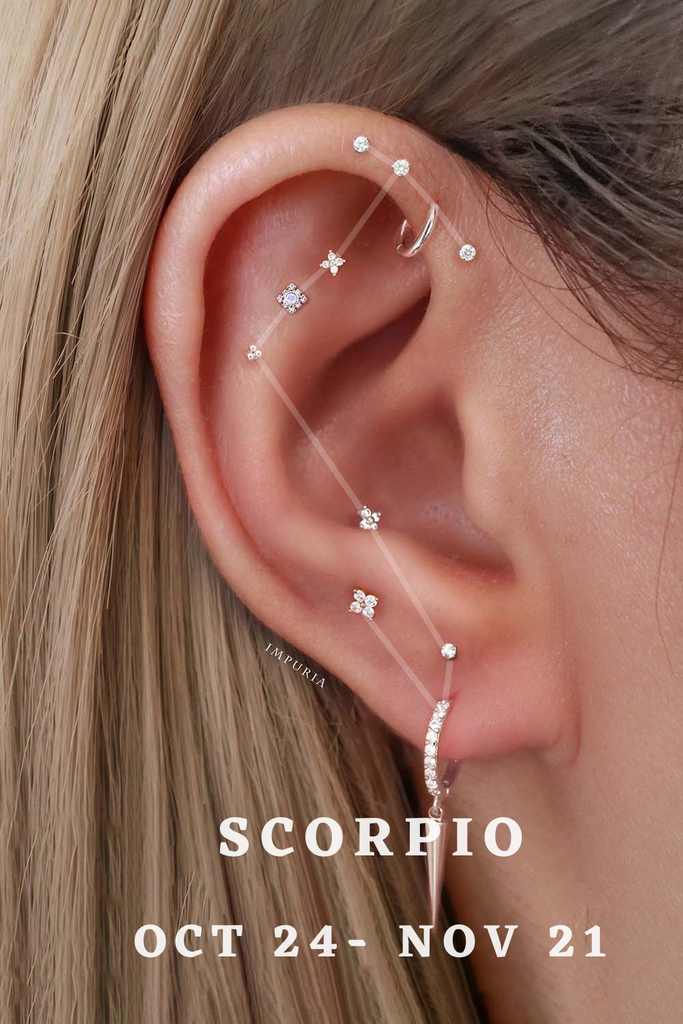 Scorpio Zodiac Astrology Constellation Ear Piercing Jewelry Earrings - www.Impuria.com