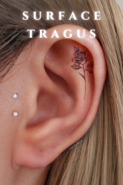 Surface tragus curved barbell piercing jewelry - impuria earrings