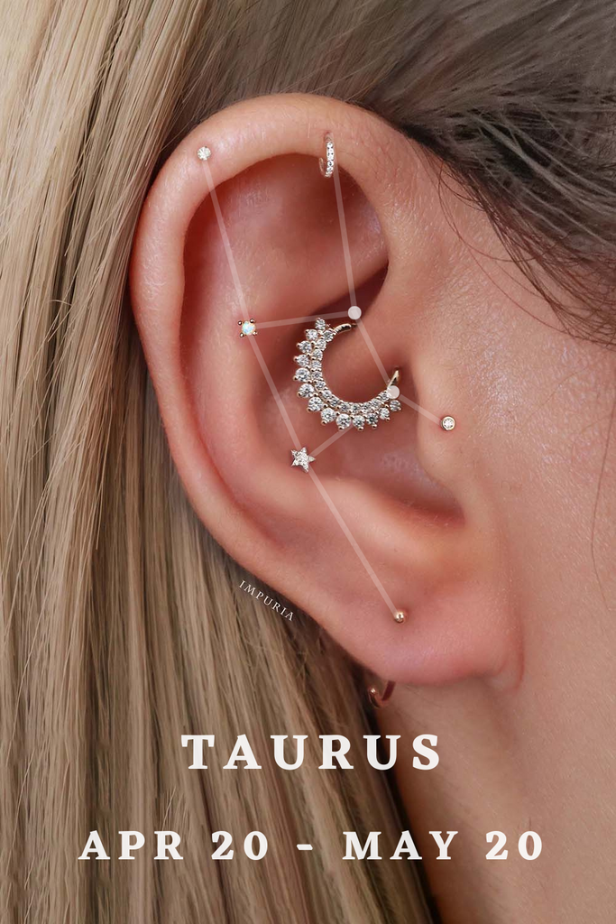Taurus Zodiac Astrology Constellation Ear Piercing Jewelry Earrings - www.Impuria.com