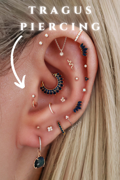 Double tragus piercing jewelry - impuria cartilage earrings for females