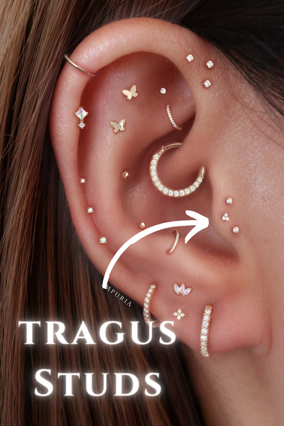 Tragus Stud Earrings - Impuria Ear Piercing Jewelry