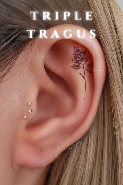 Triple Tragus Piercing Stud Earrings - Impuria Ear Piercing Jewelry