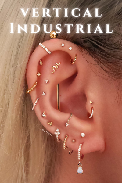 Vertical Industrial Barbell Earring Impuria Ear Piercing Jewelry