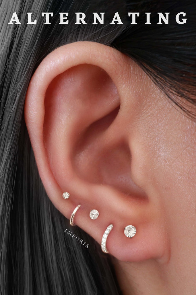 Stacked Ear Lobe Piercing Ideas – www.Impuria.com