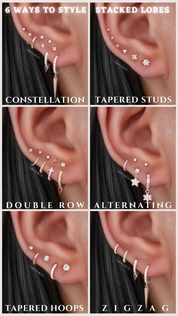 Stacked Ear Lobe Piercing Ideas – www.Impuria.com