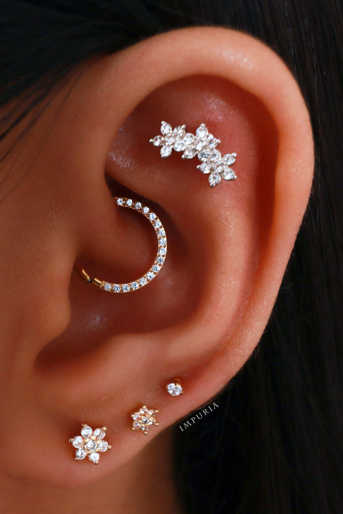 Cute Ear Piercing Combination Curation Ideas for Cartilage Daith Rook ...