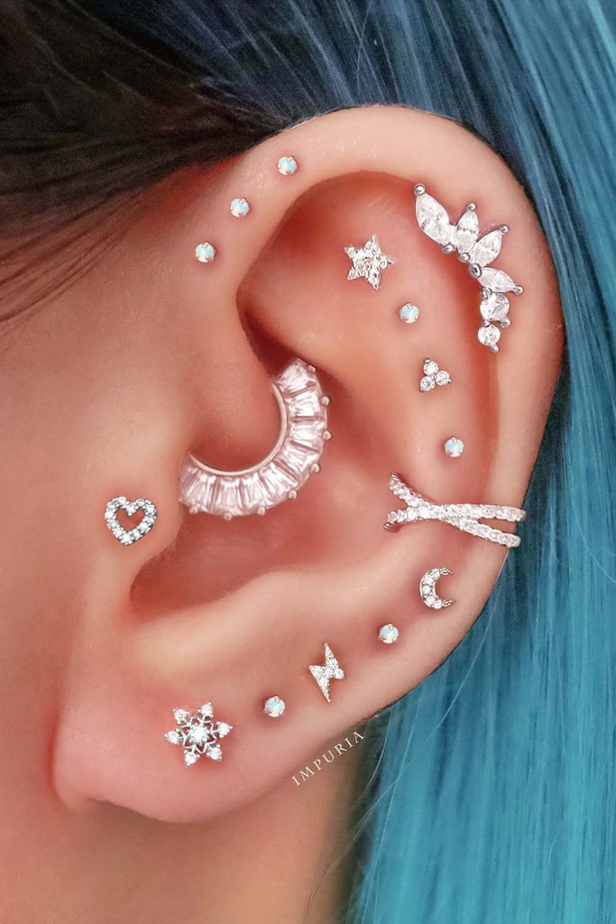 Aesthetic Ear Piercing Ideas for Females with Cartilage Earrings from Impuria Jewelry - www.Impuria.com