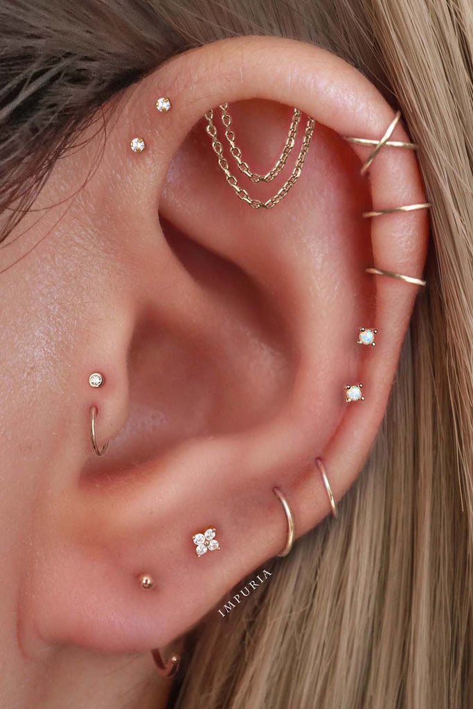 Aesthetic Ear Piercing Ideas for Females with Cartilage Earrings from Impuria Jewelry - www.Impuria.com