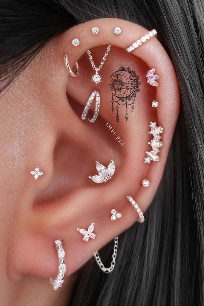 Aesthetic Ear Piercing Ideas for Females with Cartilage Earrings from Impuria Jewelry - www.Impuria.com