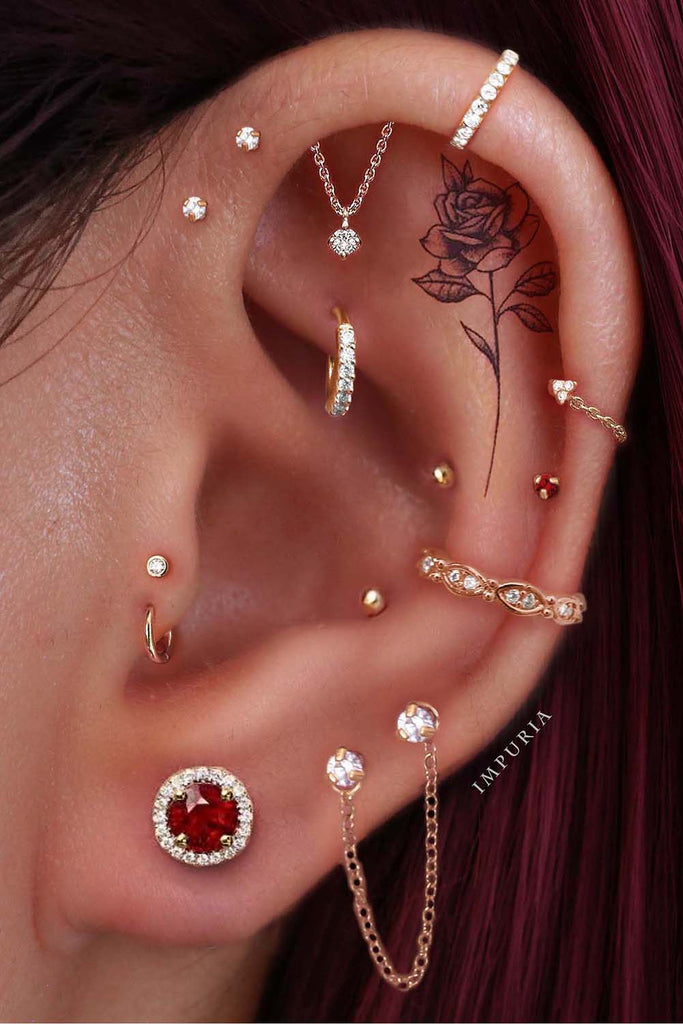 Aesthetic Ear Piercing Ideas for Females with Cartilage Earrings from Impuria Jewelry - www.Impuria.com