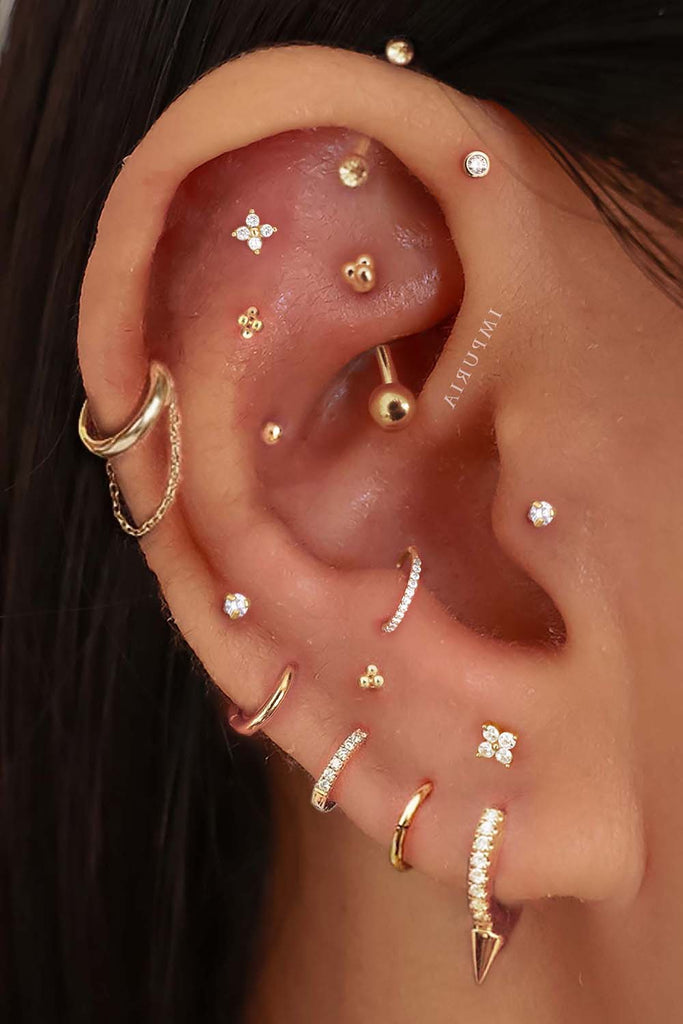 Aesthetic Ear Piercing Ideas for Females with Cartilage Earrings from Impuria Jewelry - www.Impuria.com