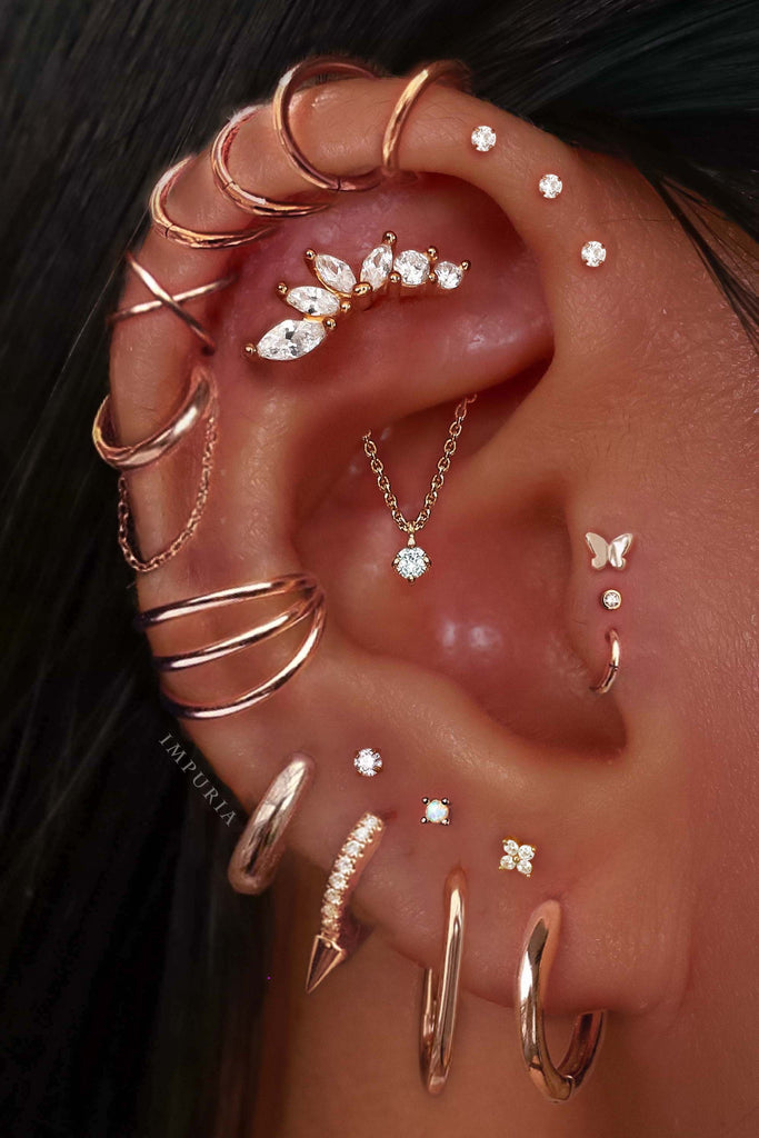 Cute Multiple Ear Piercing Ideas for Women with Cartilage Earrings from Impuria Jewelry - www.Impuria.com