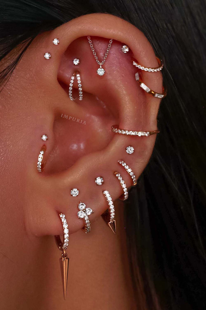 Aesthetic Ear Piercing Ideas for Females with Cartilage Earrings from Impuria Jewelry - www.Impuria.com