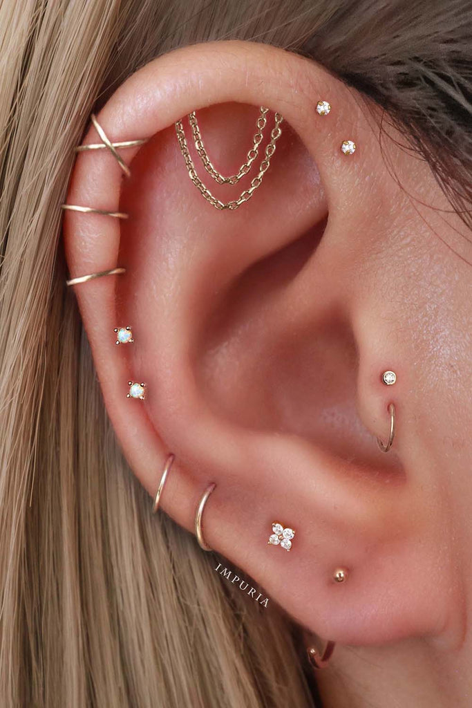 Aesthetic Ear Piercing Ideas for Females with Cartilage Earrings from Impuria Jewelry - www.Impuria.com