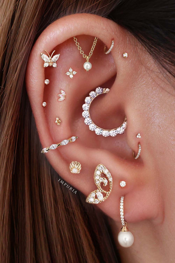 Aesthetic Ear Piercing Ideas for Females with Cartilage Earrings from Impuria Jewelry - www.Impuria.com