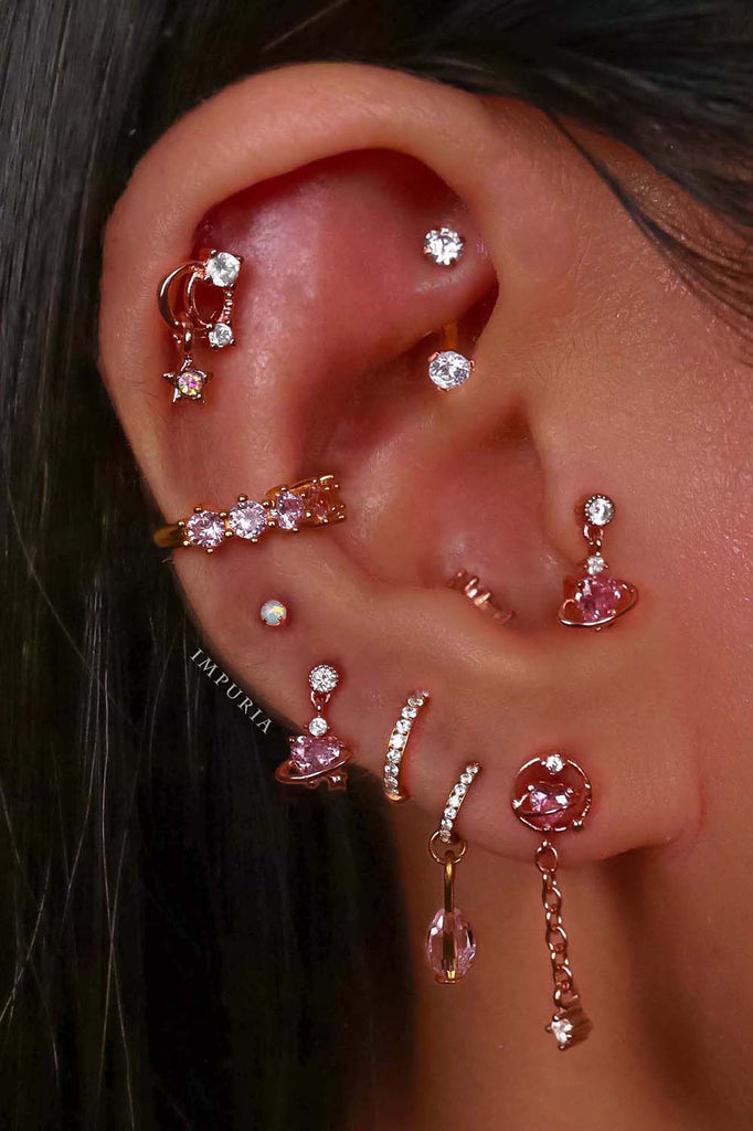 Aesthetic Ear Piercing Ideas for Females with Cartilage Earrings from Impuria Jewelry - www.Impuria.com