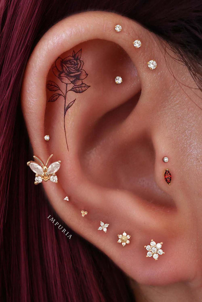 Aesthetic Ear Piercing Ideas for Females with Cartilage Earrings from Impuria Jewelry - www.Impuria.com