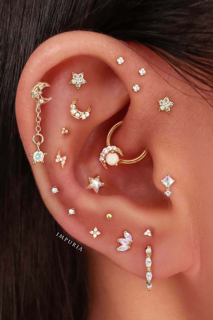 Aesthetic Ear Piercing Ideas for Females with Cartilage Earrings from Impuria Jewelry - www.Impuria.com