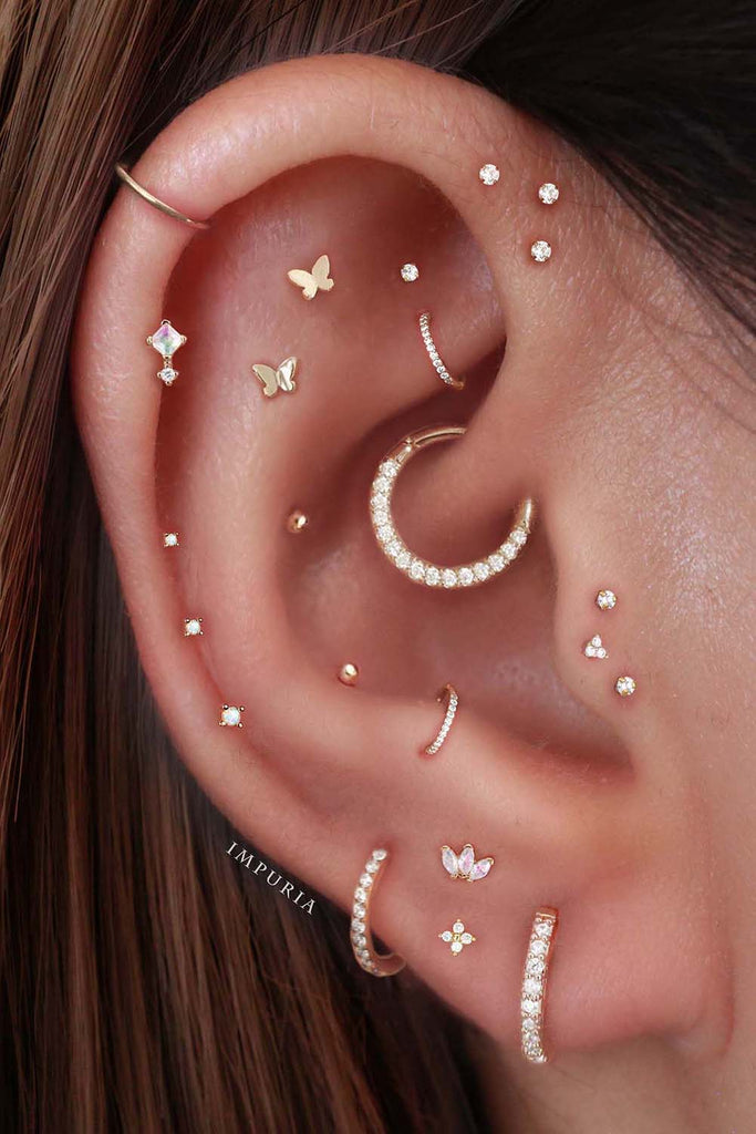 Aesthetic Ear Piercing Ideas for Females with Cartilage Earrings from Impuria Jewelry - www.Impuria.com