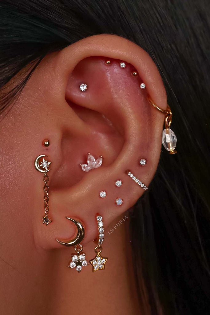 Aesthetic Ear Piercing Ideas for Females with Cartilage Earrings from Impuria Jewelry - www.Impuria.com