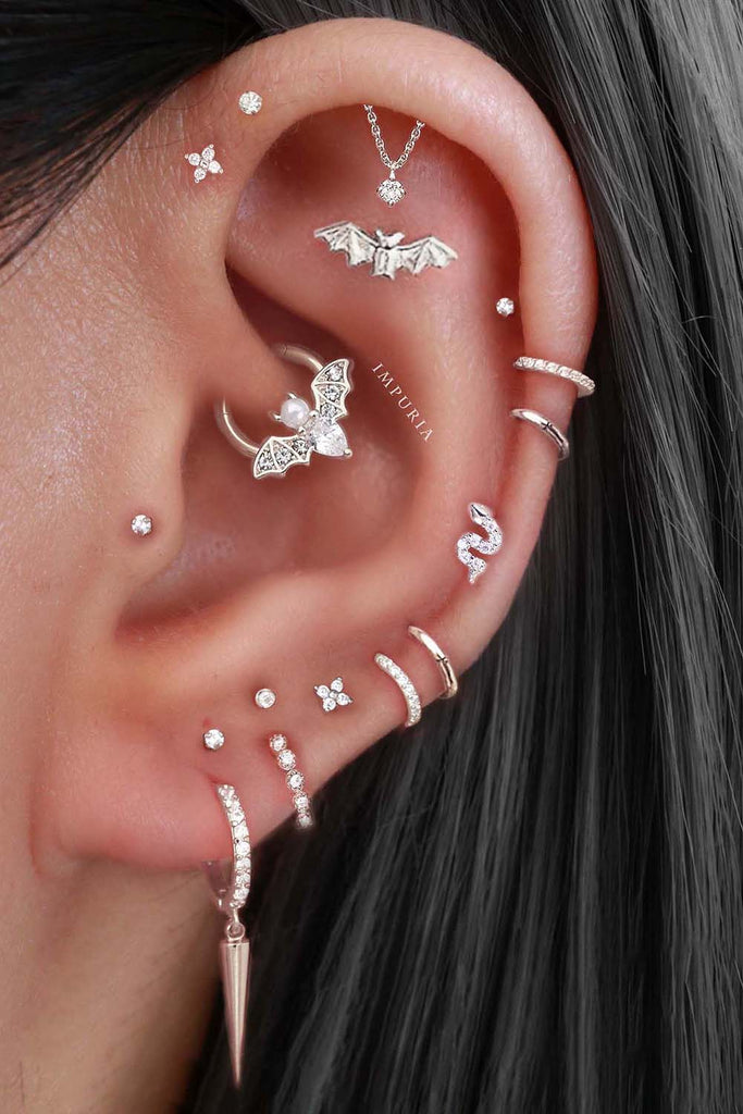 Aesthetic Ear Piercing Ideas for Females with Cartilage Earrings from Impuria Jewelry - www.Impuria.com