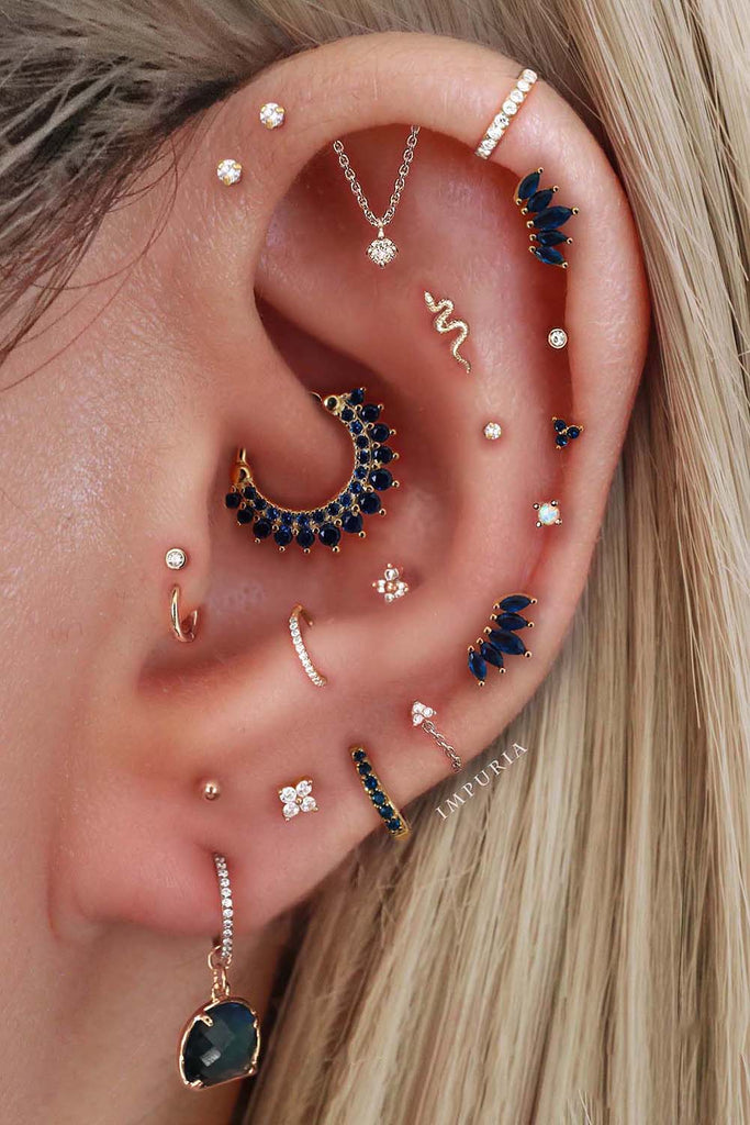 Aesthetic Ear Piercing Ideas for Females with Cartilage Earrings from Impuria Jewelry - www.Impuria.com