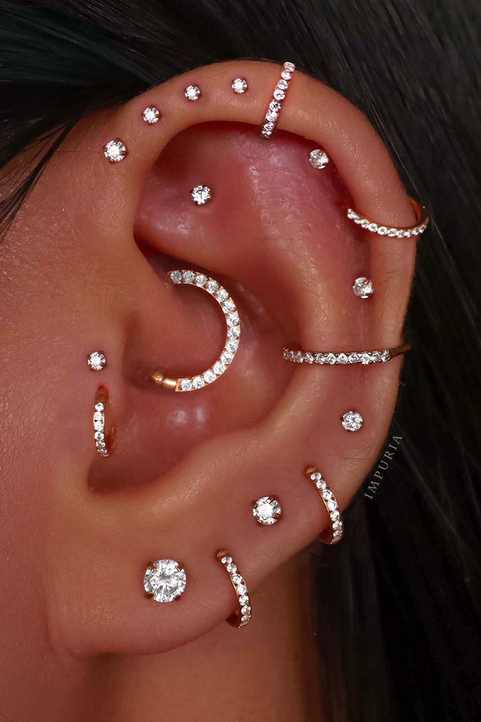 Aesthetic Ear Piercing Ideas for Females with Cartilage Earrings from Impuria Jewelry - www.Impuria.com