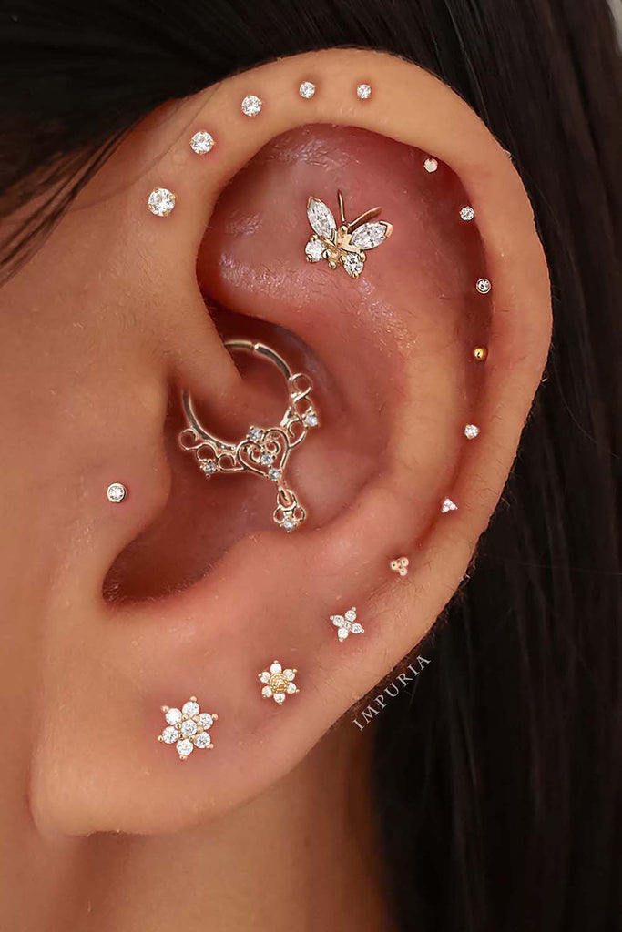 Aesthetic Ear Piercing Ideas for Females with Cartilage Earrings from Impuria Jewelry - www.Impuria.com