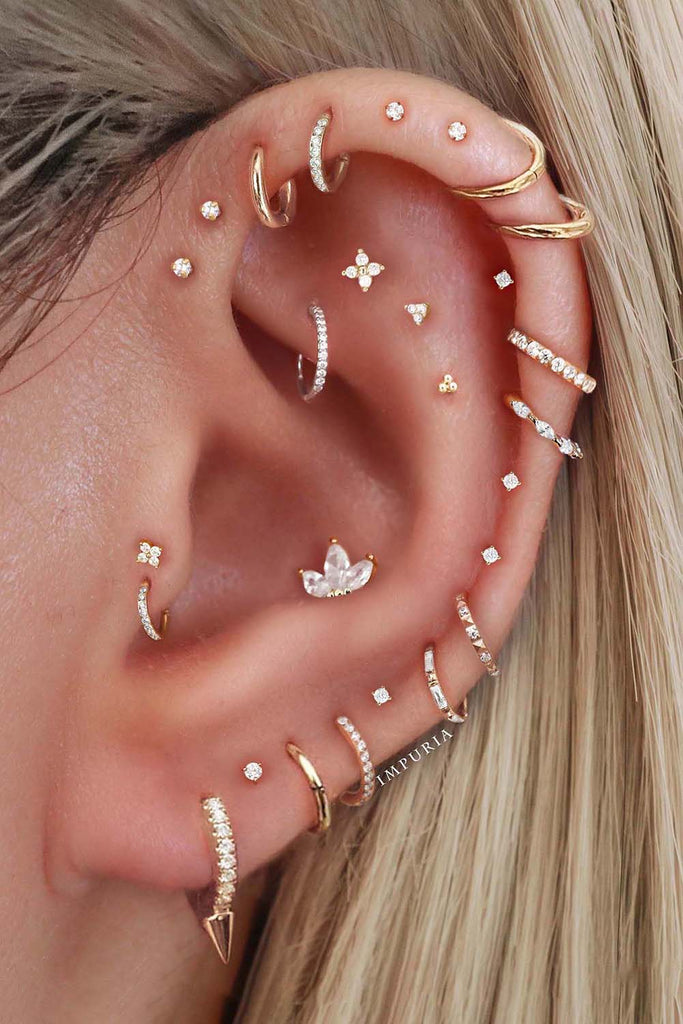 Aesthetic Ear Piercing Ideas for Females with Cartilage Earrings from Impuria Jewelry - www.Impuria.com