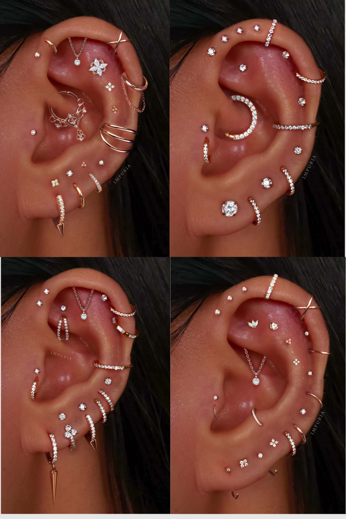 Aesthetic Ear Piercing Ideas for Females with Cartilage Earrings from Impuria Jewelry - www.Impuria.com