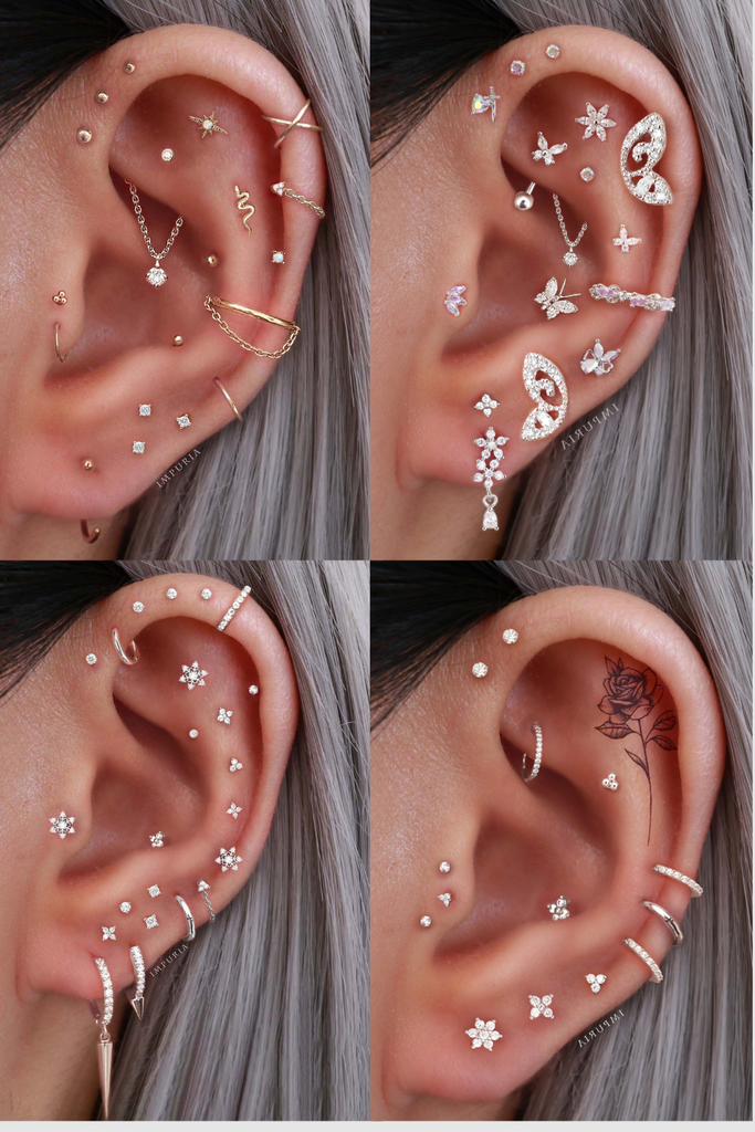 Aesthetic Ear Piercing Ideas for Females with Cartilage Earrings from Impuria Jewelry - www.Impuria.com