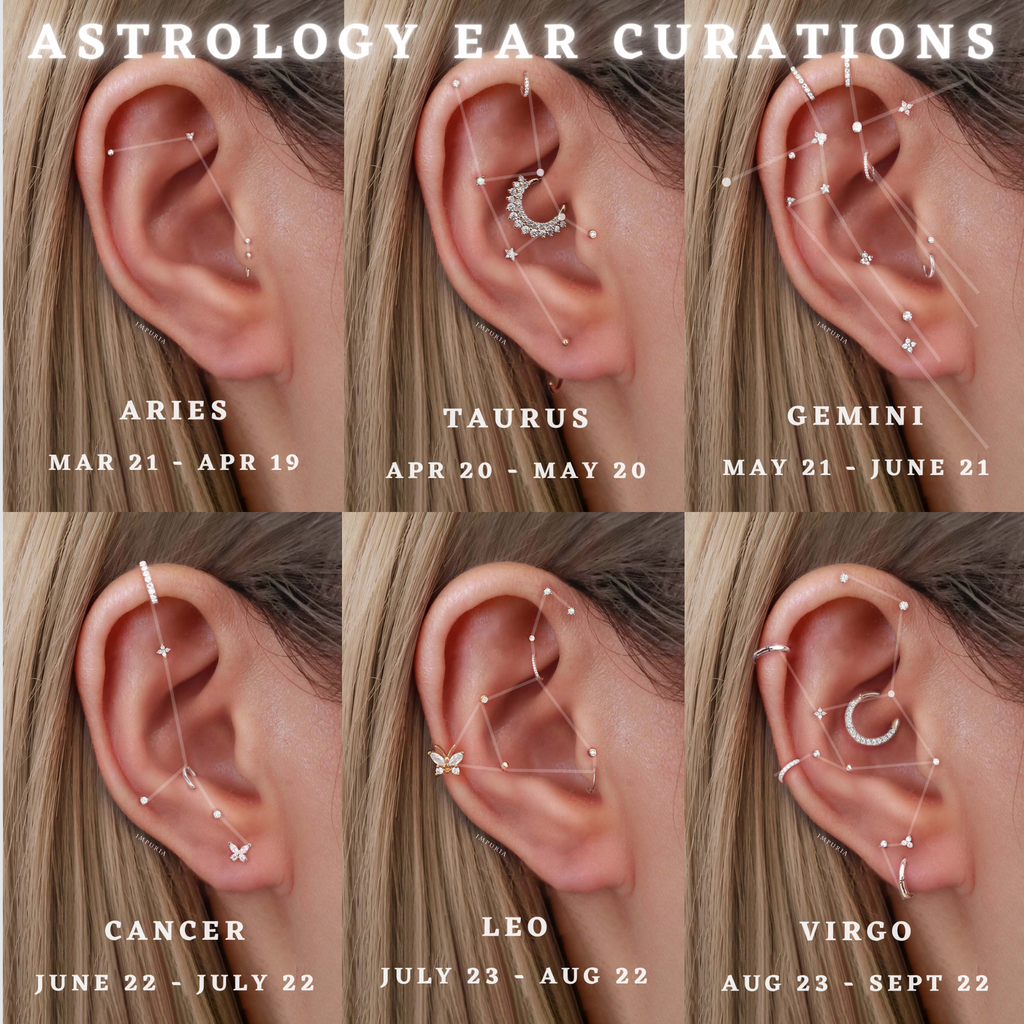 Zodiac Astrology Constellation Ear Piercing Jewelry Earrings - www.Impuria.com