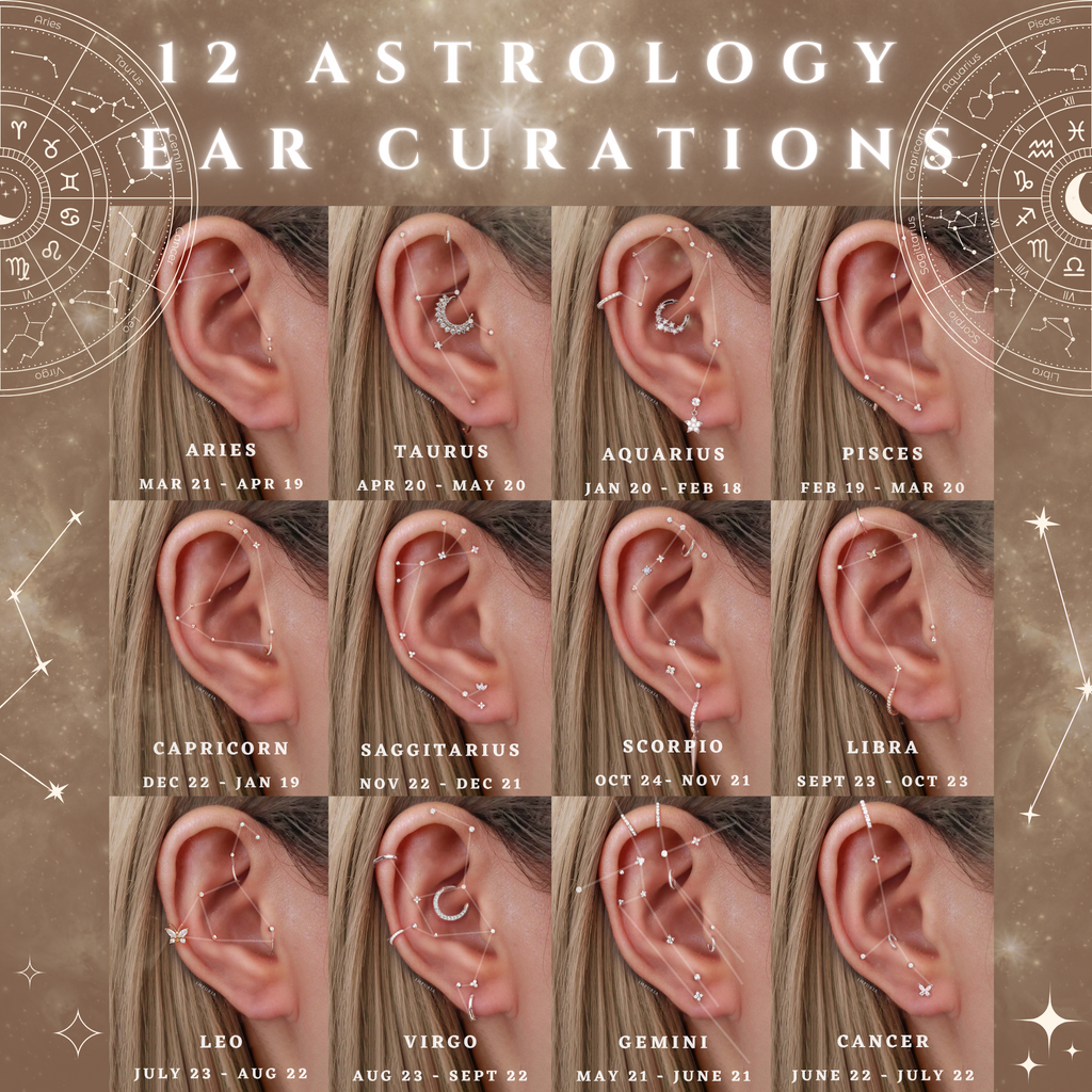 Zodiac Astrology Constellation Ear Piercing Jewelry Earrings - www.Impuria.com